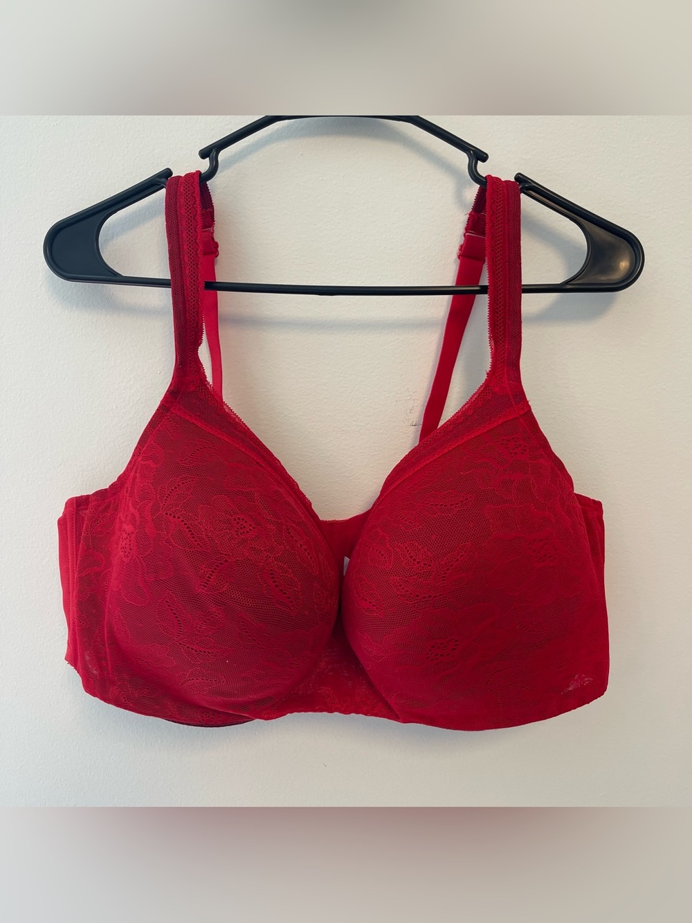 Cacique Bra 44DDD Red Lace Lightly Lined Balconette Adjustable Straps Underwire